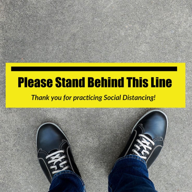 Stand Behind This Line Rectangle Social Distancing Stickers - Social Distancing Stickers