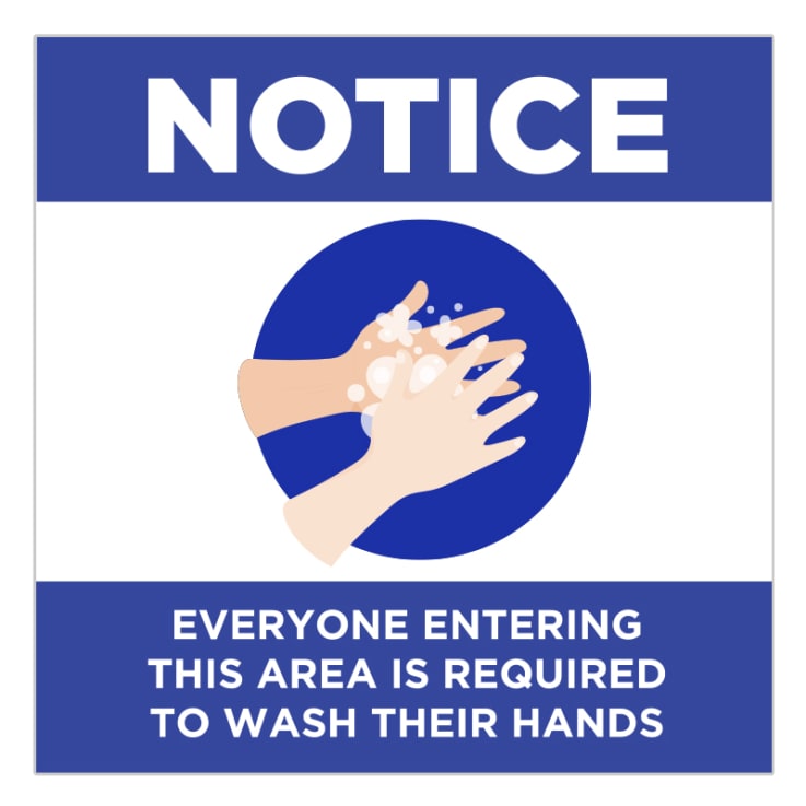 Wash Your Hands Requirement Notice Stickers - 6 Feet Social Distance