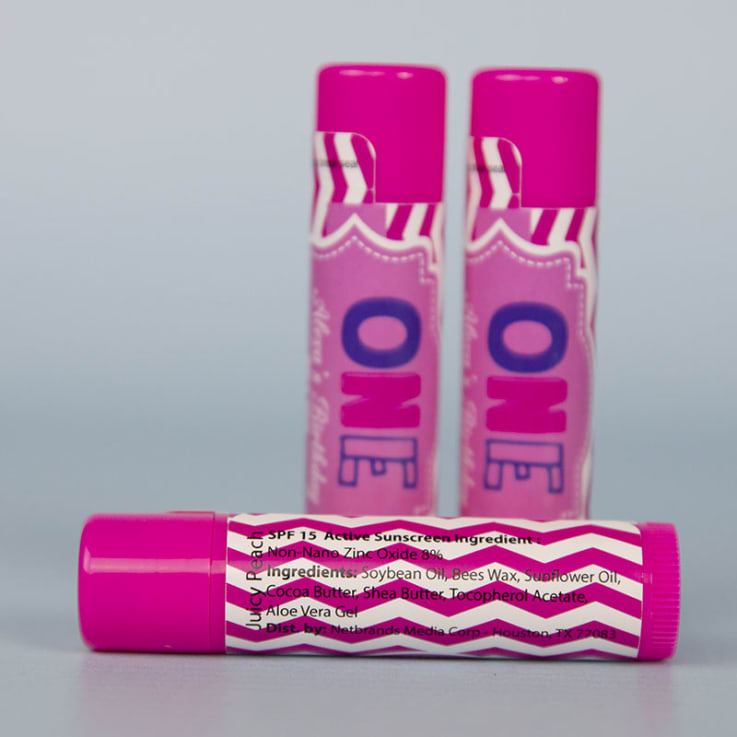 Hot Pink Custom SPF 15 Beeswax Lip Balms with Full Imprint Colors - 