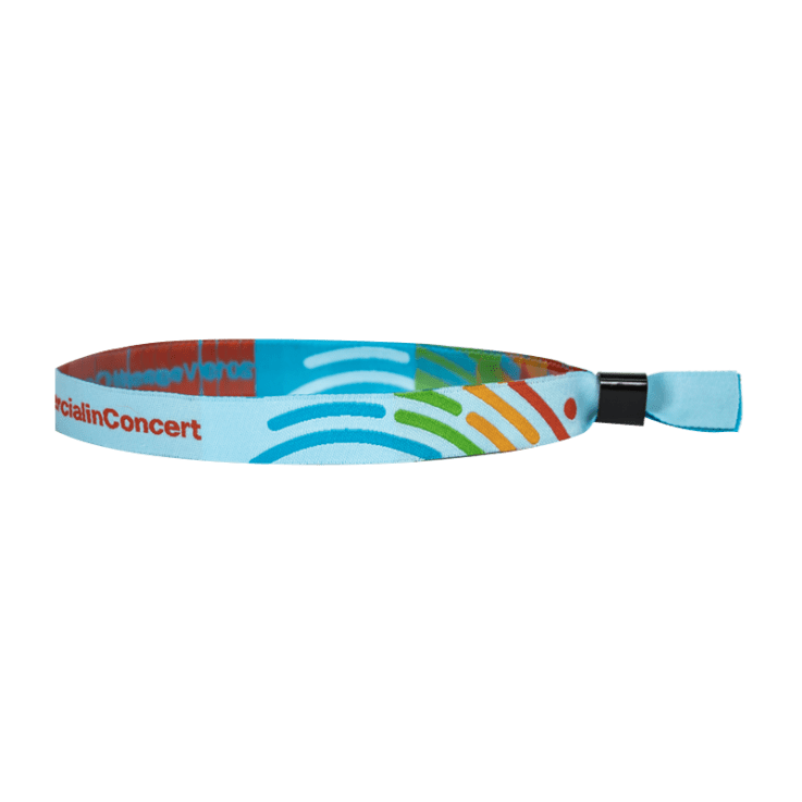 Custom Woven Cloth Wristbands with Flat One-Way Secure Locking - 
