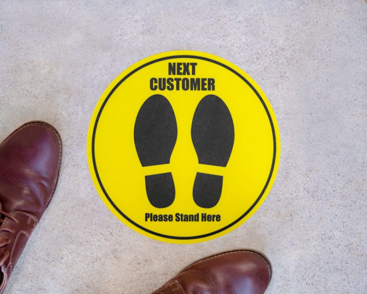 Next Customer Round Floor Stickers - Social Distancing