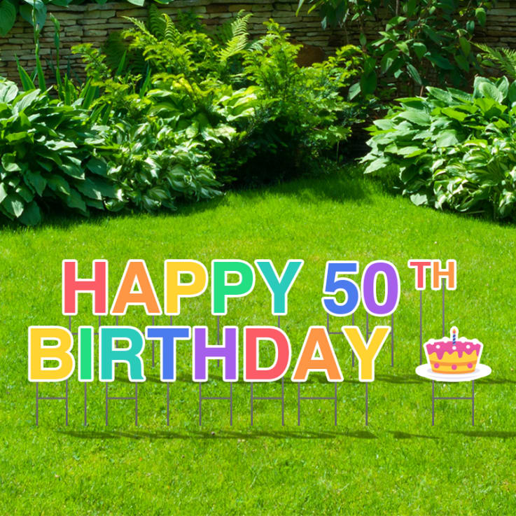 02_Pre-Packaged Happy 50th Birthday Yard Letters - Birthday