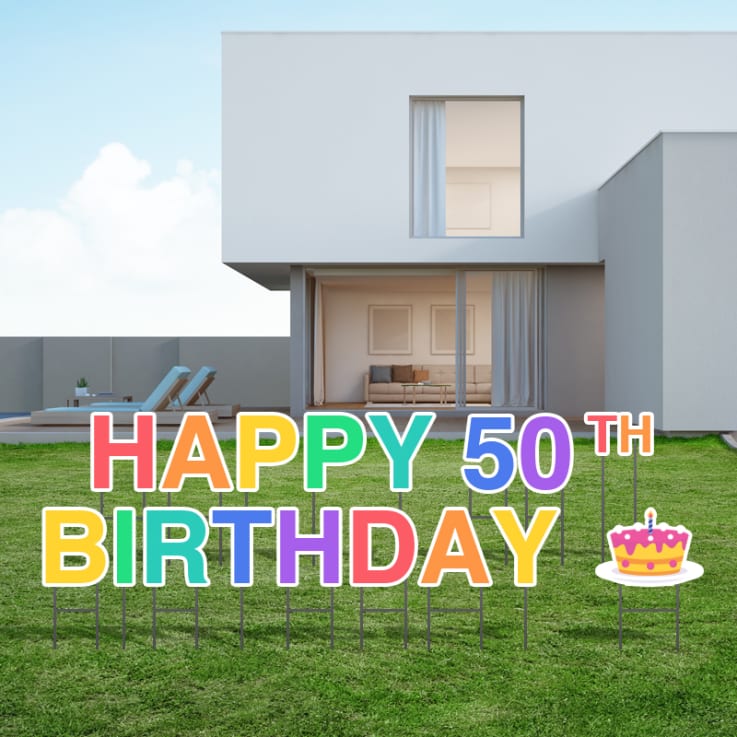 01_Pre-Packaged Happy 50th Birthday Yard Letters - Birthday