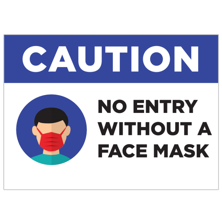 No Entry Without A Mask Stickers - 6 Feet Social Distance