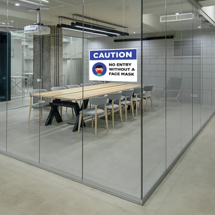 No Entry Without A Mask Stickers - 6ft Apart