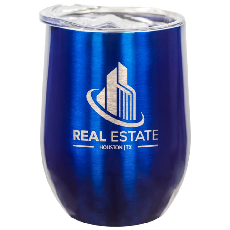 12 Oz. Laser Engraved Stainless Steel Wine Tumblers Blue - Tumbler