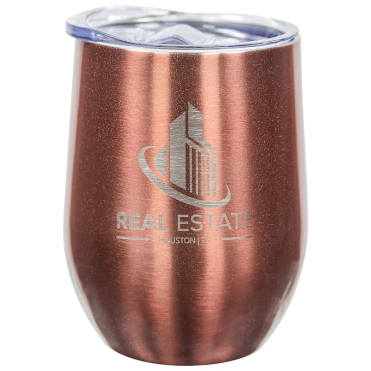 12 Oz. Laser Engraved Stainless Steel Wine Tumblers Rose Gold - Laser Engraved
