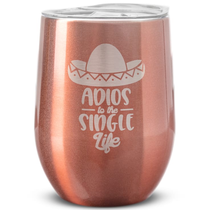 12 Oz. Laser Engraved Stainless Steel Wine Tumblers - Travel Mugs

