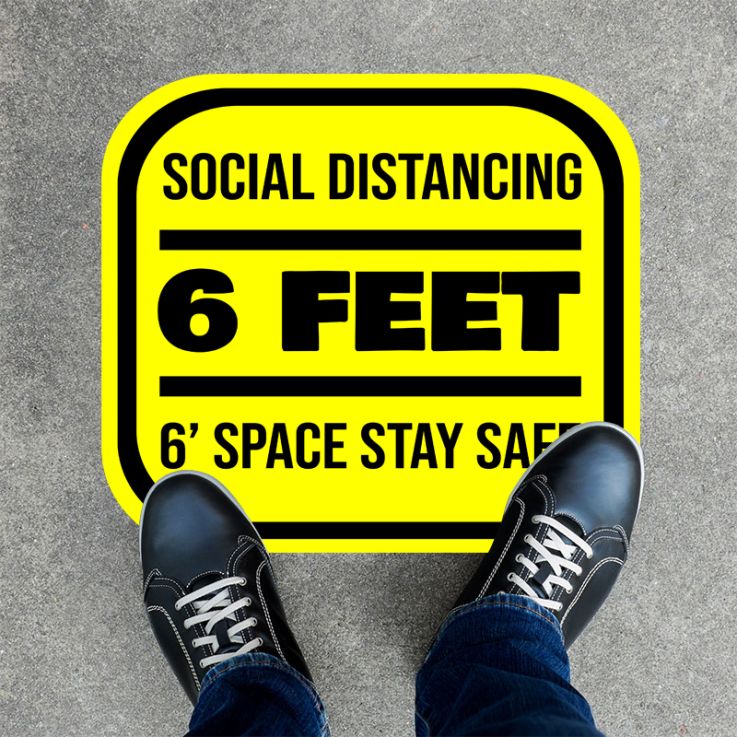 6ft Space Square Social Distancing Stickers - 6 Ft Social Distance