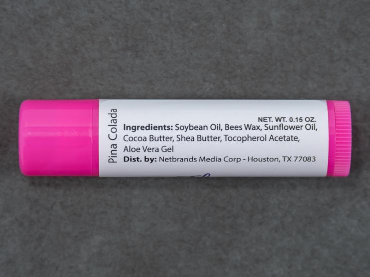 Hot Pink Flavored Beeswax Lip Balm with One Imprint Color - Ingredients Label - Lip Balm