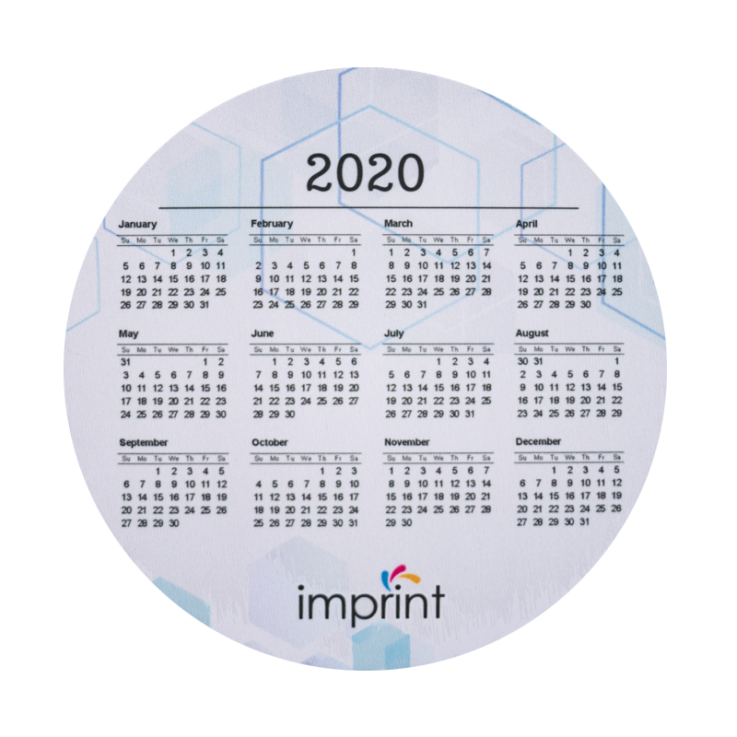 Full Color 2020 Calendar Circle Mouse Pads - Imprint Mouse Pads