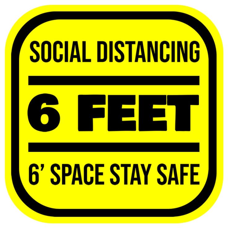 6ft Space Square Social Distancing Stickers - Wall Stickers