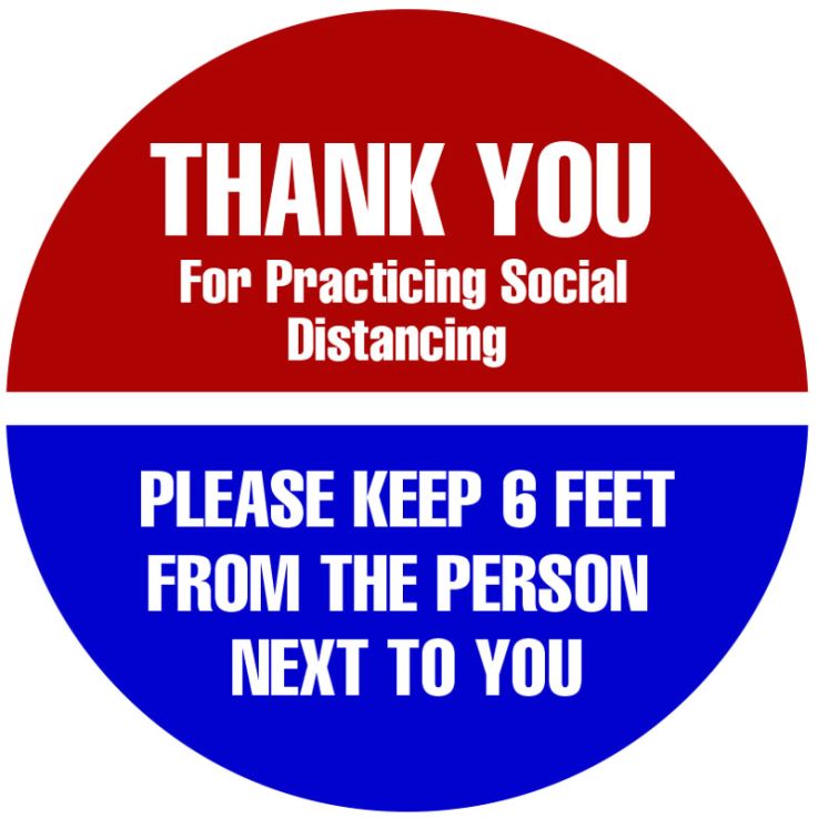 Thank You Round Social Distancing Stickers - 6ft Social Distancing