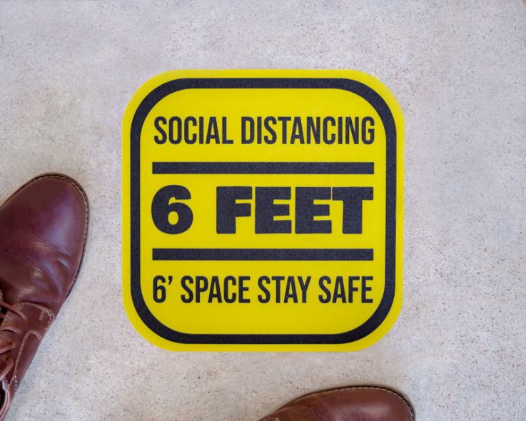 6ft Space Square Social Distancing Stickers - 6 Feet Social Distance