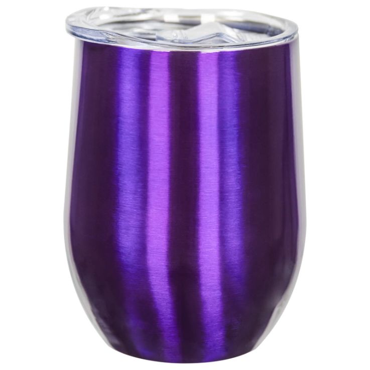 12 Oz. Laser Engraved Stainless Steel Wine Tumblers Purple Blank - Travel Mugs