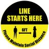 Line Starts Here Round Social Distancing Stickers - 6 Ft Social Distance