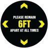 6ft At All Times Round Social Distancing Stickers - 6 Ft Social Distancing