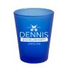 1.75 Oz Frosted Blue Shot Glass with White Imprint Color - Bar