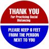 Thank You Round Social Distancing Stickers - 6 Ft Social Distance