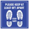 Stay Safe Square Floor Decals - 