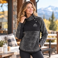 Boxercraft Women's Quilted Fuzzy Fleece Snap Placket Pullover - FZ06