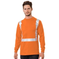 Bayside Unisex USA-Made 50/50 Hi-Visibility Long Sleeve Pocket T-Shirt - 3782