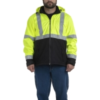 Berne Apparel Men's Tall Hi-Vis Class 3 Hooded Soft Shell Jacket - HVJS206T