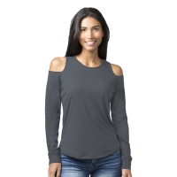 Boxercraft Women's Cold Shoulder Long Sleeve T-Shirt - T31