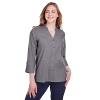 Devon &amp; Jones Ladies' Crown Collection&trade; Stretch Pinpoint Chambray 3/4 Sleeve Blouse