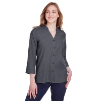 Devon &amp; Jones Women's Crown Collection&reg; Stretch Pinpoint Chambra Three-Quarter Sleeve Shirt - DG562W