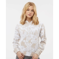MV Sport Women's Sueded Fleece Tie-Dyed Crop Hooded Sweatshirt - W23718