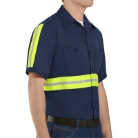 Red Kap Men's Enhanced Visibility Short Sleeve Cotton Work Shirt - SC40E