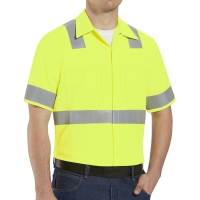 Red Kap Men's High Visibility Safety Short Sleeve Work Shirt - SS24HV