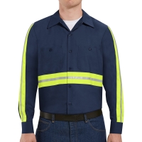 Red Kap Men's Tall Industrial Enhanced-Visibility Long Sleeve Work Shirt - SP14ET