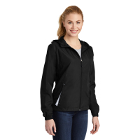 Sport-Tek Women's Colorblock Hooded Raglan Jacket.