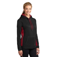 Sport-Tek Women's Sport-Wick Fleece Colorblock Hooded Pullover.