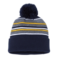 Sportsman 12" Striped Pom-Pom Cuffed Beanie - SP60