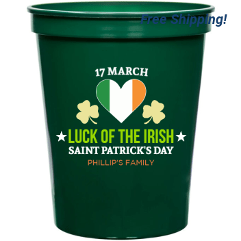 Luck Of The Irish Saint Patrick\'s Day Patricks 16oz Stadium Cups Style 158620