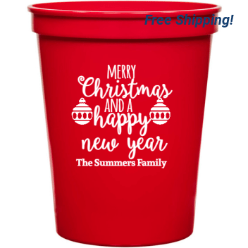 Holiday Merry Christmas And Happy New Year The Summers Family 16oz Stadium Cups Style 127315