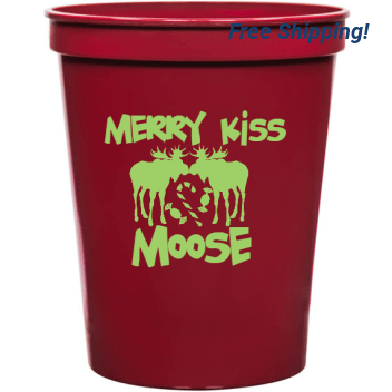Holiday Merry Kiss Moose 16oz Stadium Cups Style 127403