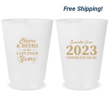Personalized Cheers And Beers Graduation Frosted Stadium Cups