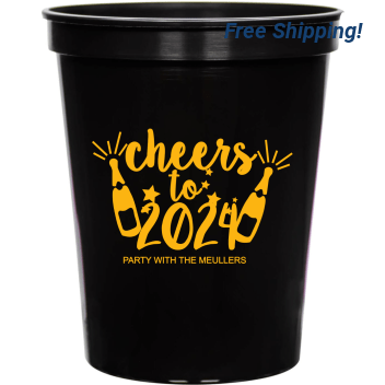 Holiday Cheers To 2024 Party With The Meullers 16oz Stadium Cups Style 127316