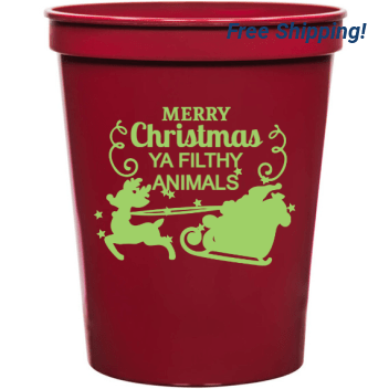 Holiday Merry Christmas Ya Filthy Animals 16oz Stadium Cups Style 127397