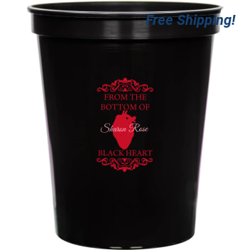 From The Bottom Of Sharon Rose Black Heart 16oz Stadium Cups Style 169493
