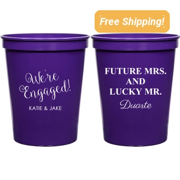 Custom Future Mrs. And Lucky Mr. Engagement Stadium Cups