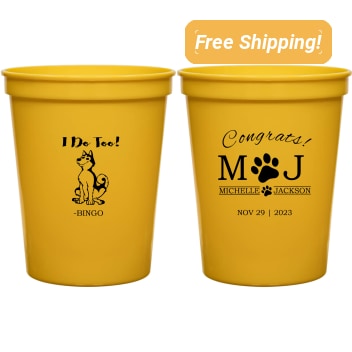 Custom Husky Illustration I Do Too Pet Wedding Stadium Cups