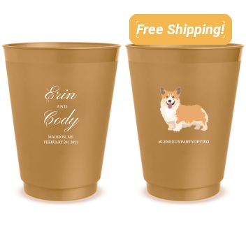 Custom Illustrated Corgi Pet Wedding Frosted Stadium Cups