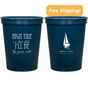 Custom I&rsquo;ll Be By Your Side Sailboat Nautical Wedding Stadium Cups