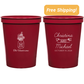 Custom Mason Jar Boho Wedding Stadium Cups
