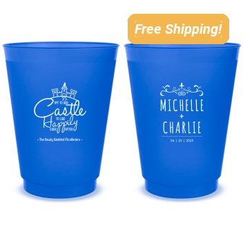 Custom Off To Our Castle Happily Ever After Fairytale Wedding Frosted Stadium Cups